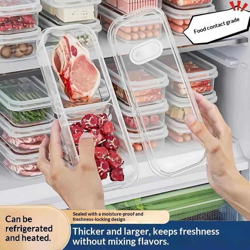 Food Packed Snacks - Stapelbarer Kühlschrank-Gefrierschrank-Organizer, 1 Stück, quadratische Lebensmittel-Aufbewahrungsbox