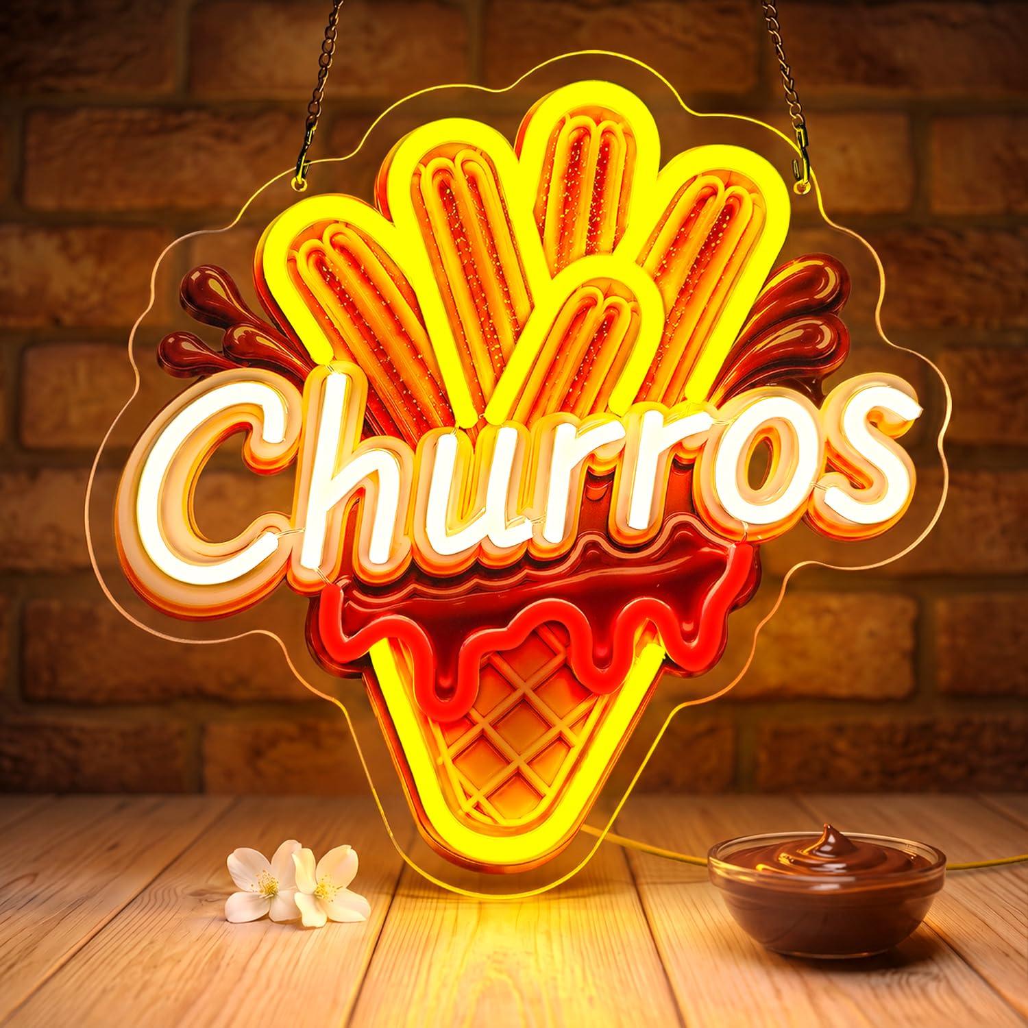 Food Snacks Gifts - Churros Neonschild USB Dimmbare LED-Leuchten für