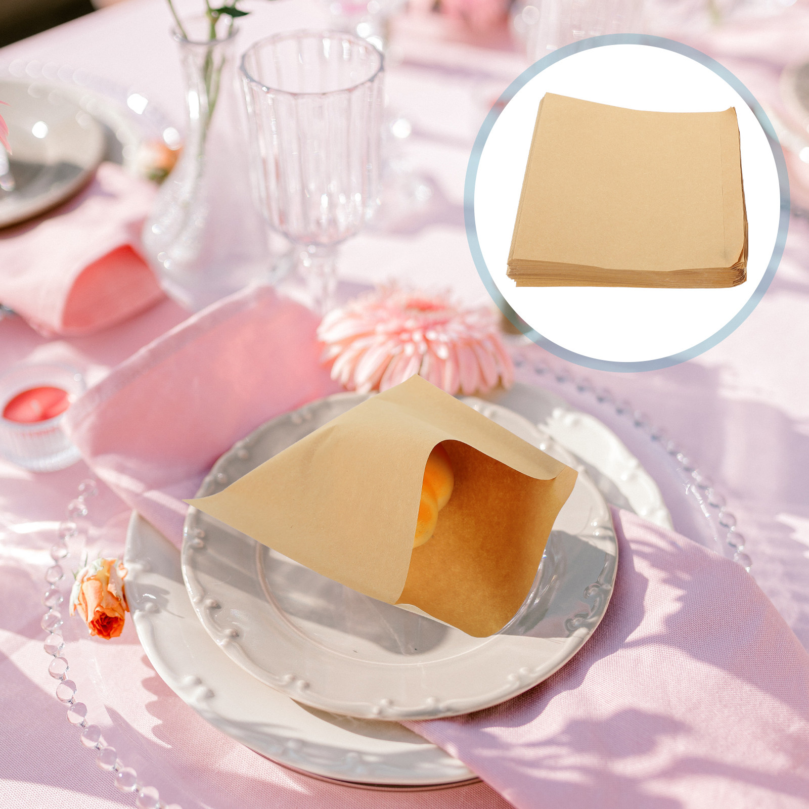 Homemade Food Snacks - 100 Stück Lebensmittelechte Kraftpapiertüten, Ölfeste Braune