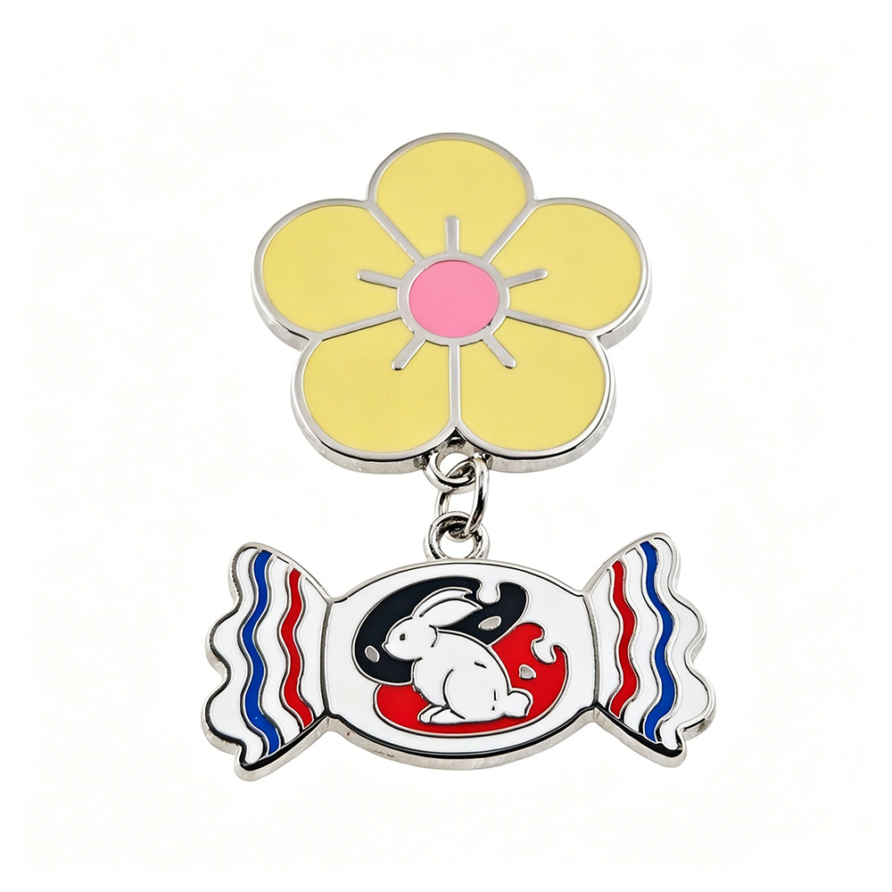 Food Snacks Gifts - Weißer Hase Süßigkeiten Emaille-Anstecknadel Niedliche Blumen-Hängebrosche