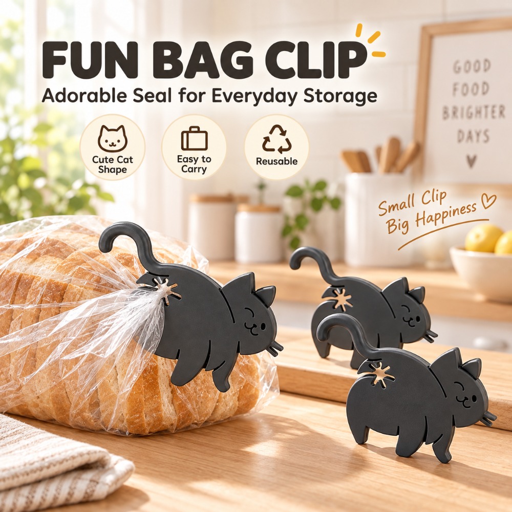 Food Snacks Gifts - 3D-Neuheit Katzen-Po-Verschlussklammern 2 Stück Brot-Snack-Beutel-Klammern für