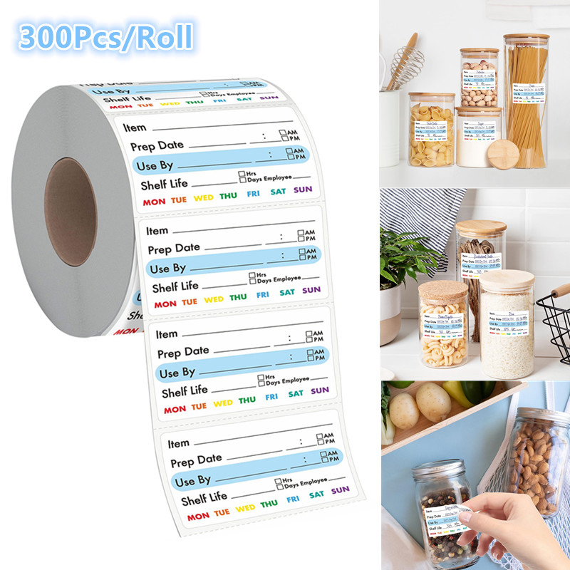 Snacks Food Labels - 300 Stück/Rolle Küchen-Datumsaufkleber Lebensmittel-Etiketten Schreibwaren-Aufkleber Snacks
