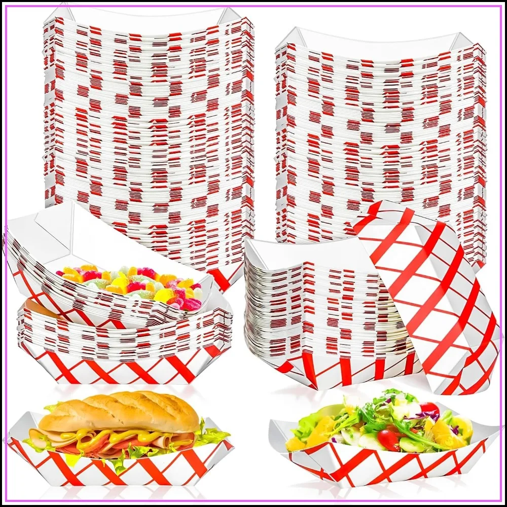 Food Packed Snacks - 100er-Pack 2Lb Kraftpapier-Lebensmittelbehälter, Einweg-Servierkörbchen für Snacks,