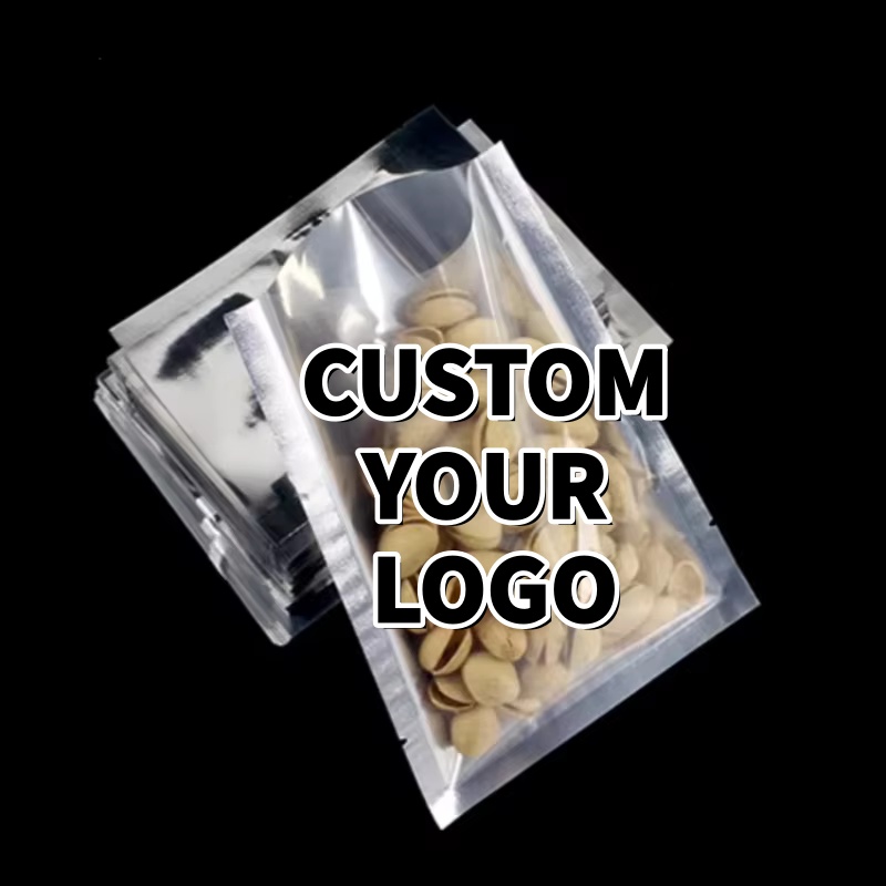 Food Packed Snacks - 100er-Pack silberglänzende flache Beutel – transparente