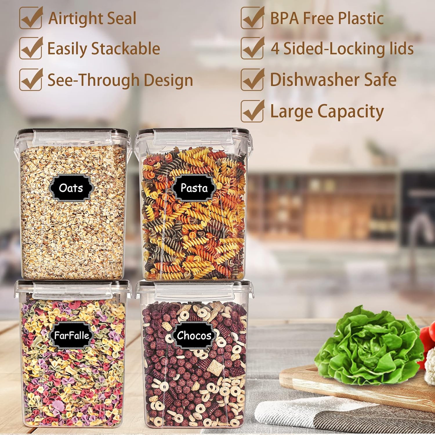 Tyrixma, 4-teiliges Set großer – Snacks Food Labels Bewertung und Preis