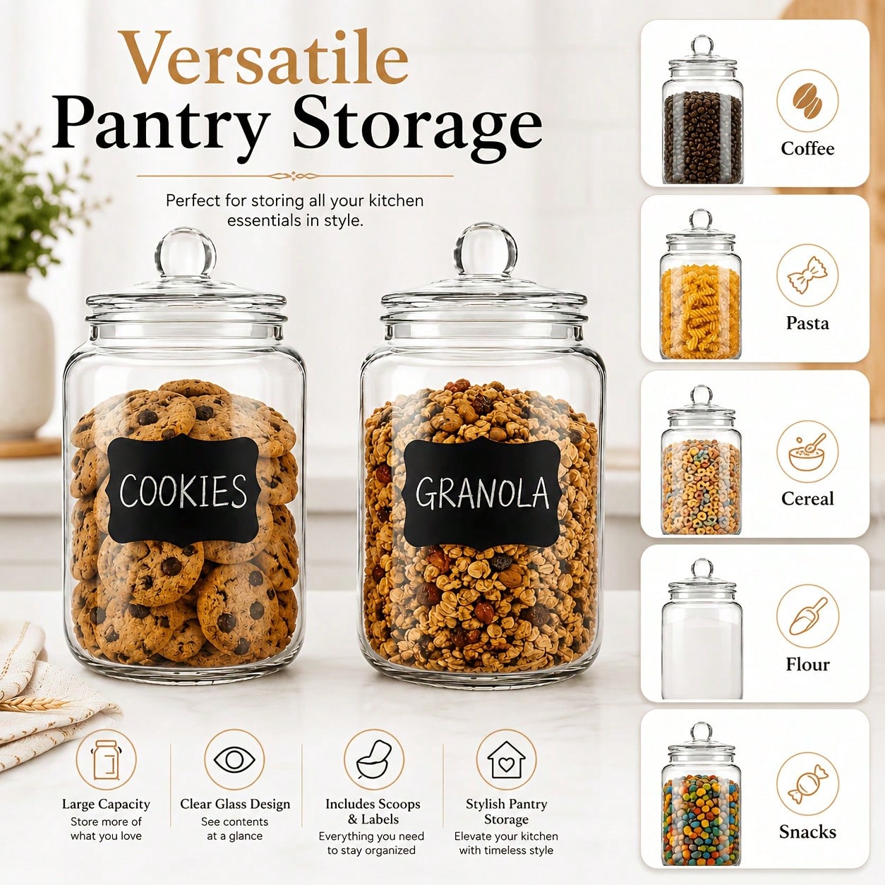 2-teiliges Set aus Glas-Vorrat – Snacks Food Labels Bewertung und Preis