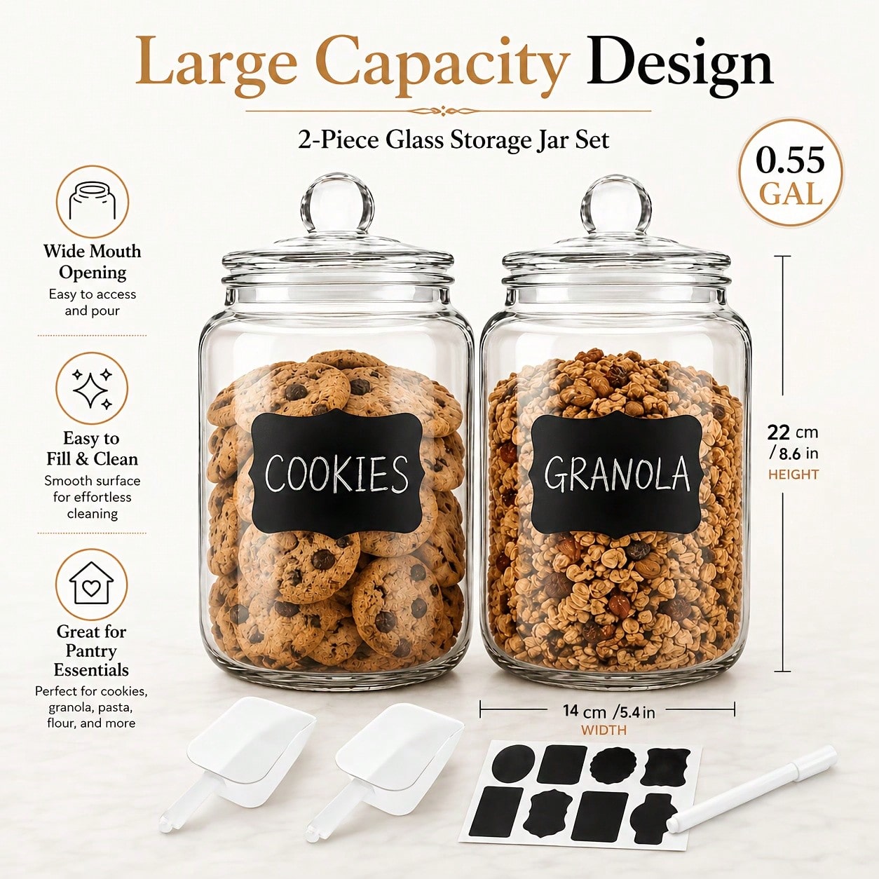 2-teiliges Set aus Glas-Vorrat – Snacks Food Labels Bewertung und Preis